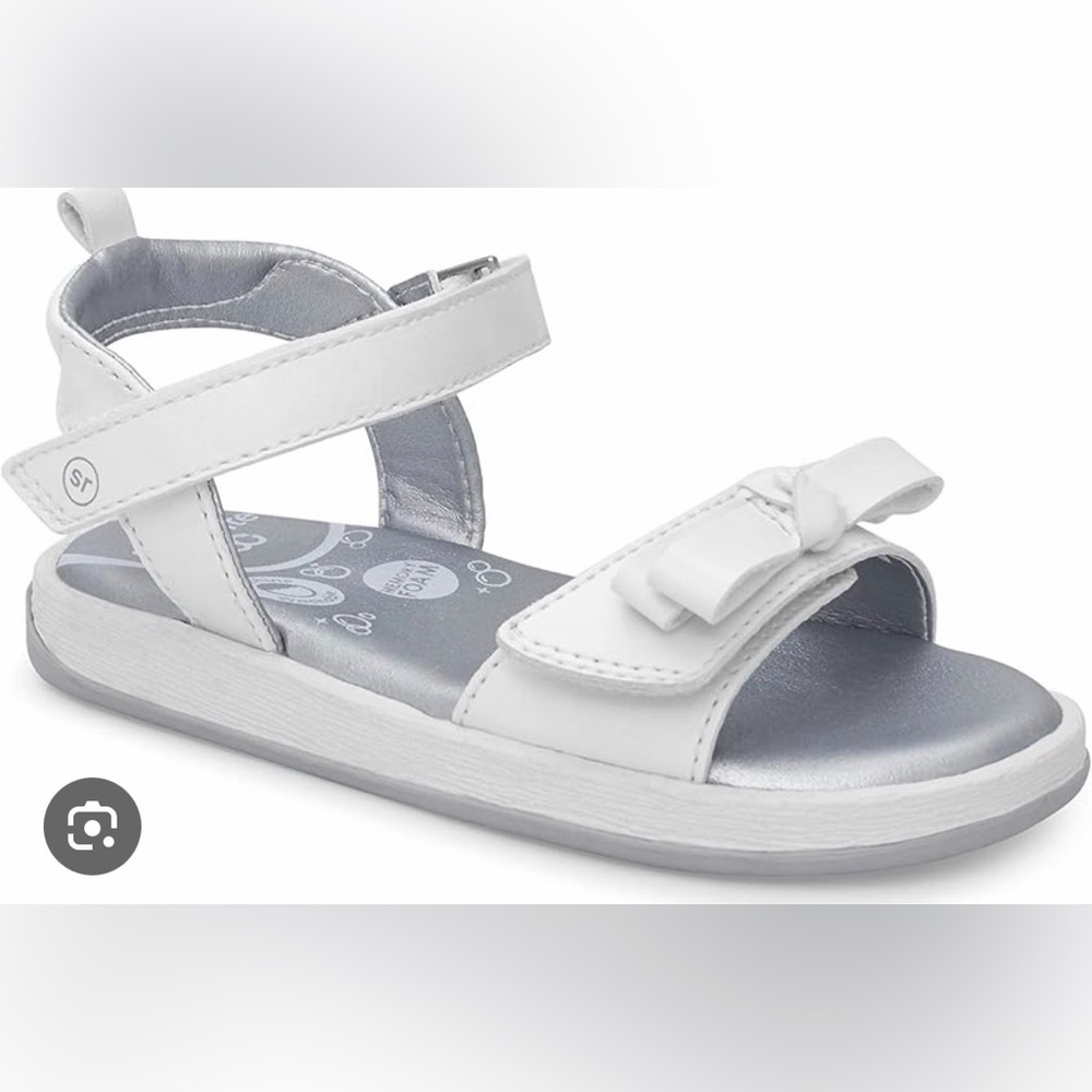 NWT Stride Rite white girls Delilah sandal bow strap size 11M